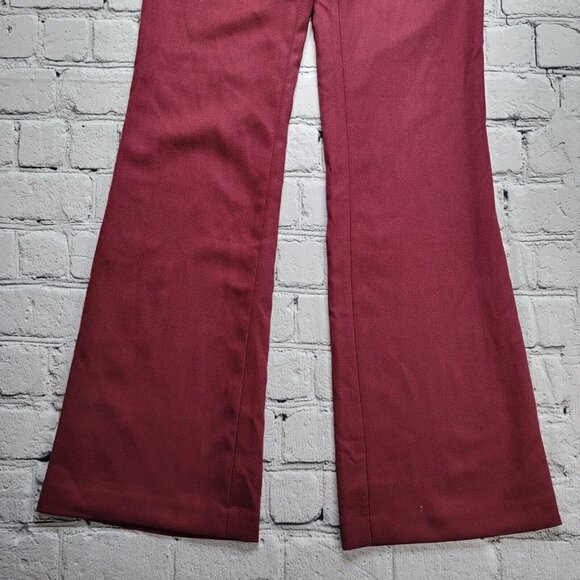 Anthro Elevenses Cranberry Red Flare Leg Brighton Button Accent Pants NWT Sz 2 - Picture 3 of 13